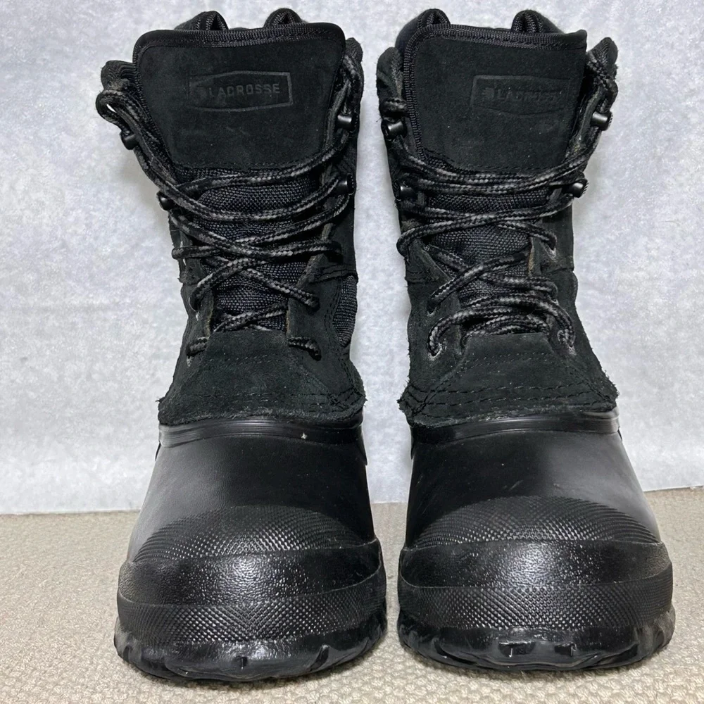 Lacrosse Kids Black PineTop Leather/Nylon Upper Lace Winter Snow Boots SZ US 2